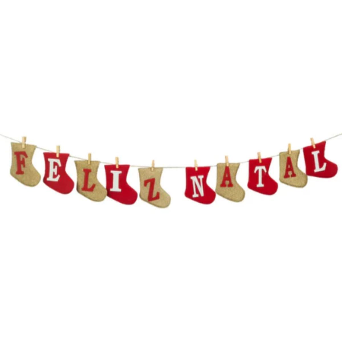 Varal Decorativo de Natal em Tecido com Botas de Natal Artesanais