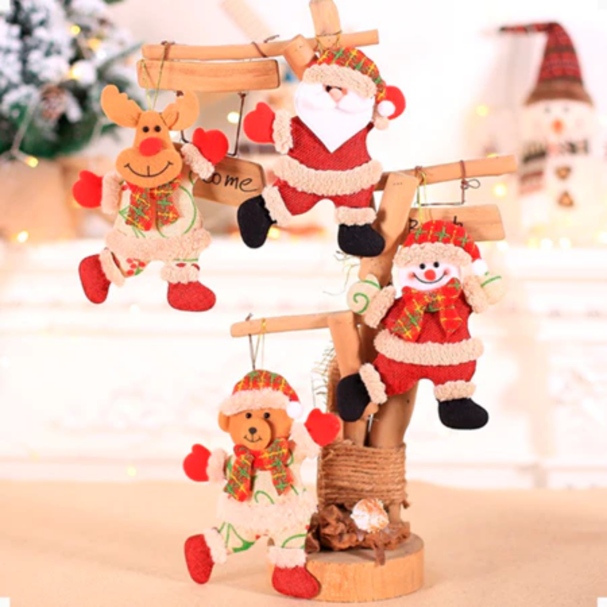 Kit Enfeites de Natal Pendentes em Feltro Artesanal - 8 Peças