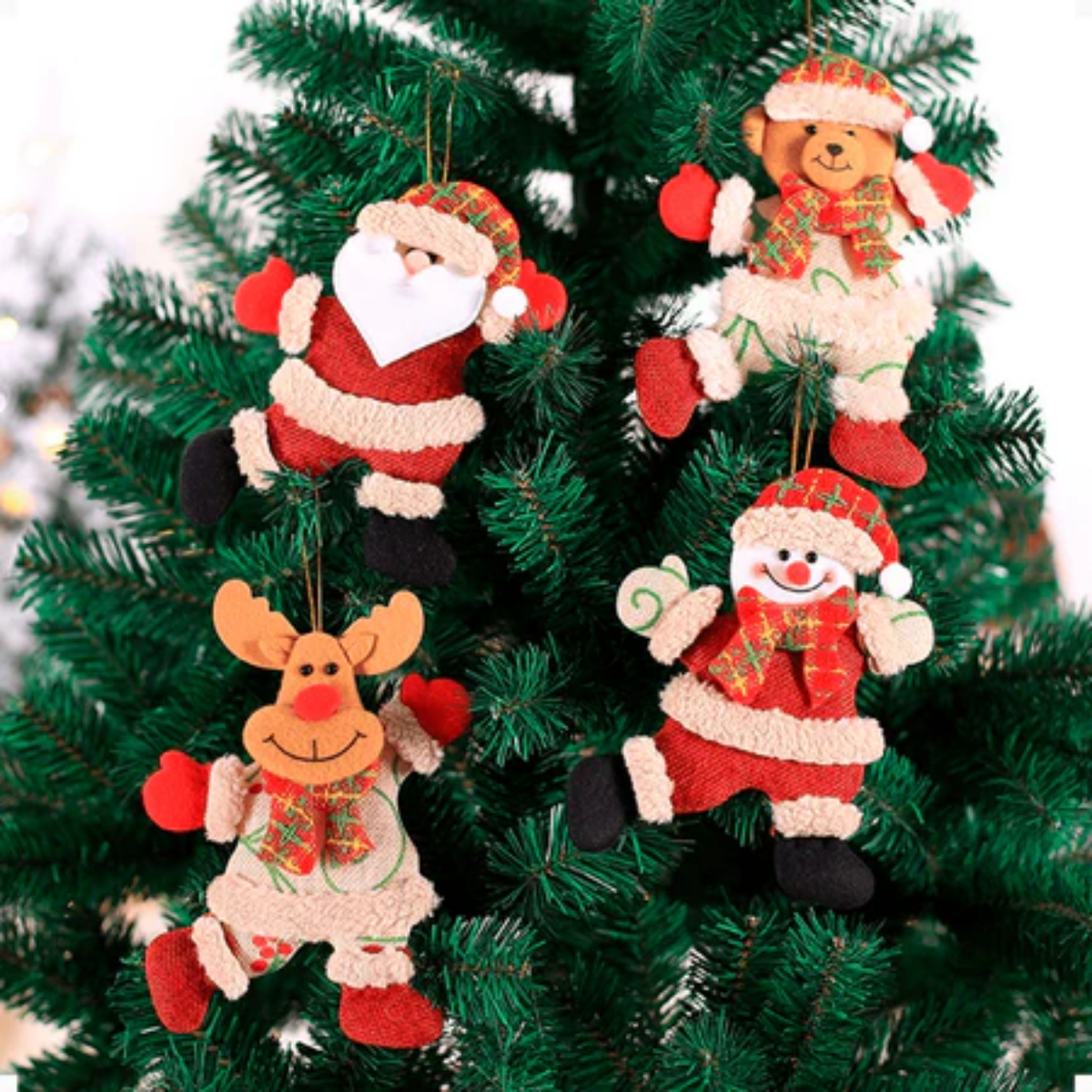 Kit Enfeites de Natal Pendentes em Feltro Artesanal - 8 Peças