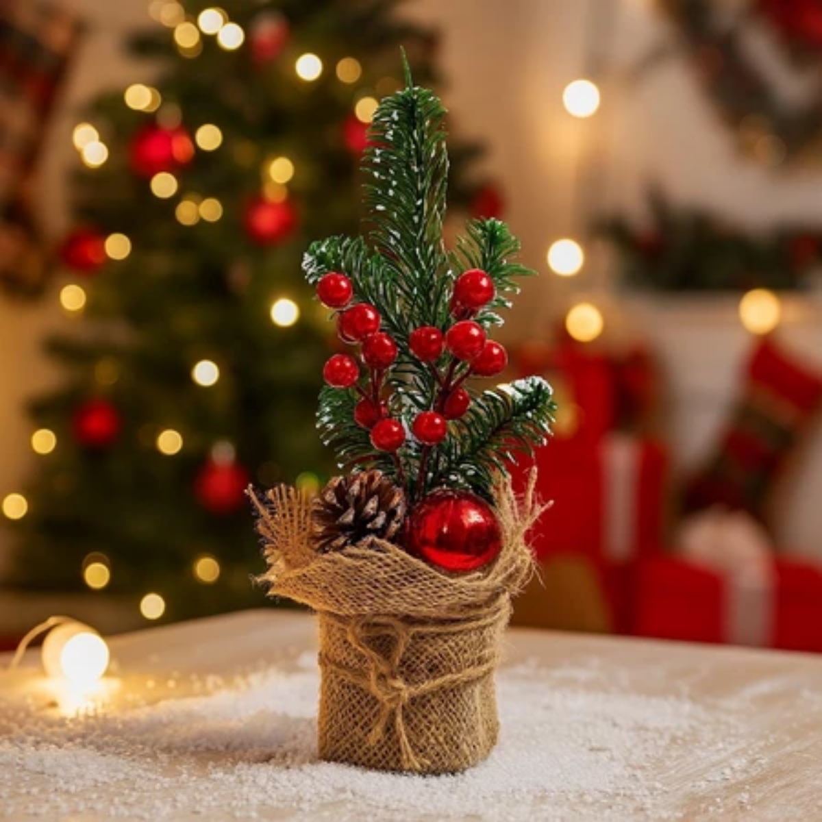 Enfeite De Natal Mini Arranjo Pinho Para Mesa 20cm - Casa Elège