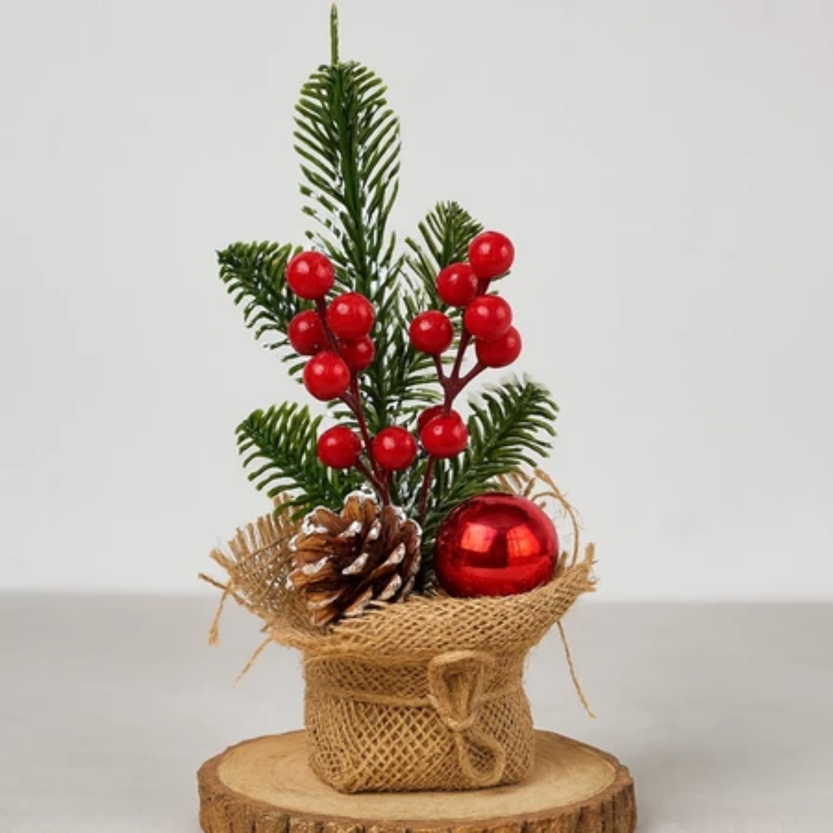 Enfeite De Natal Mini Arranjo Pinho Para Mesa 20cm - Casa Elège
