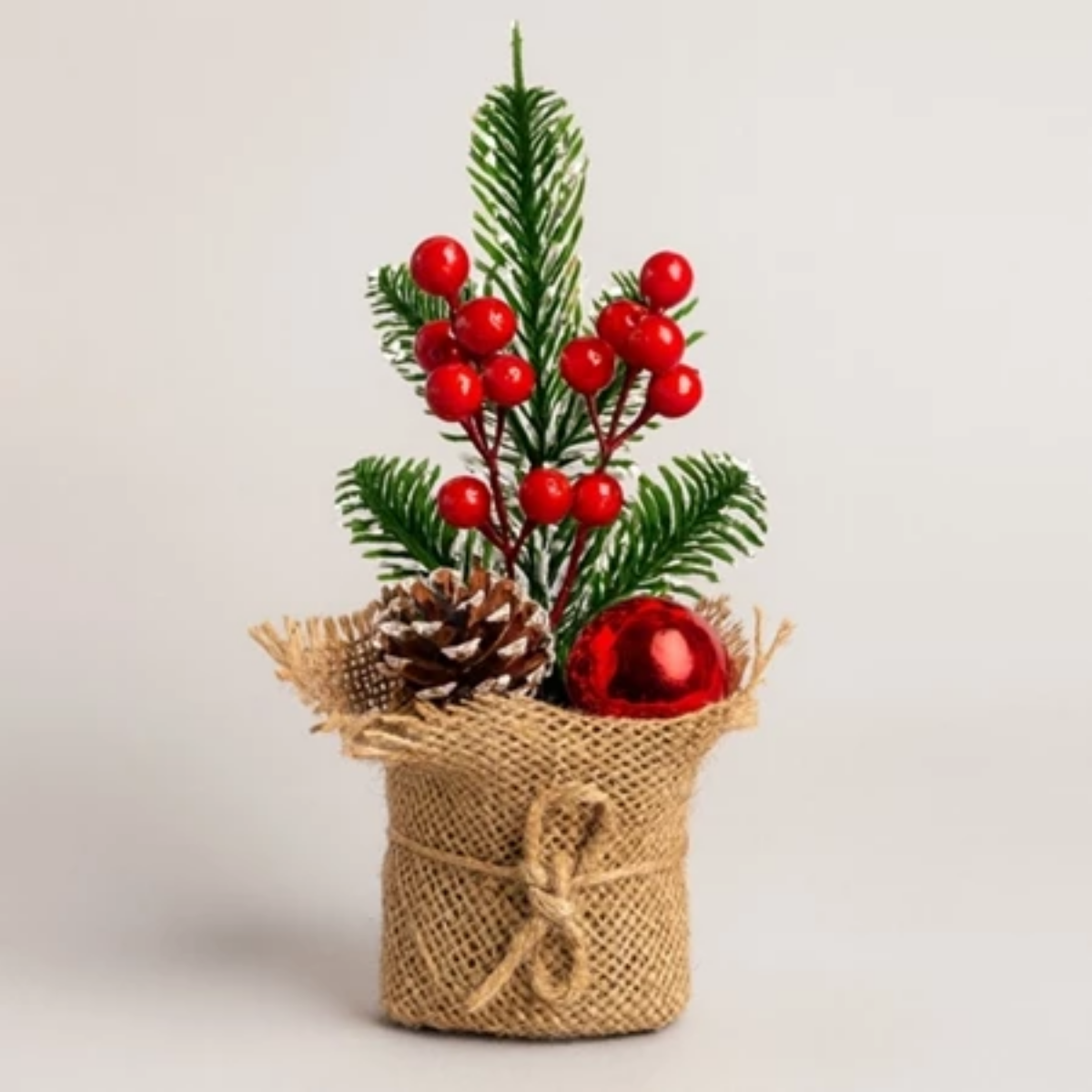 Enfeite De Natal Mini Arranjo Pinho Para Mesa 20cm - Casa Elège