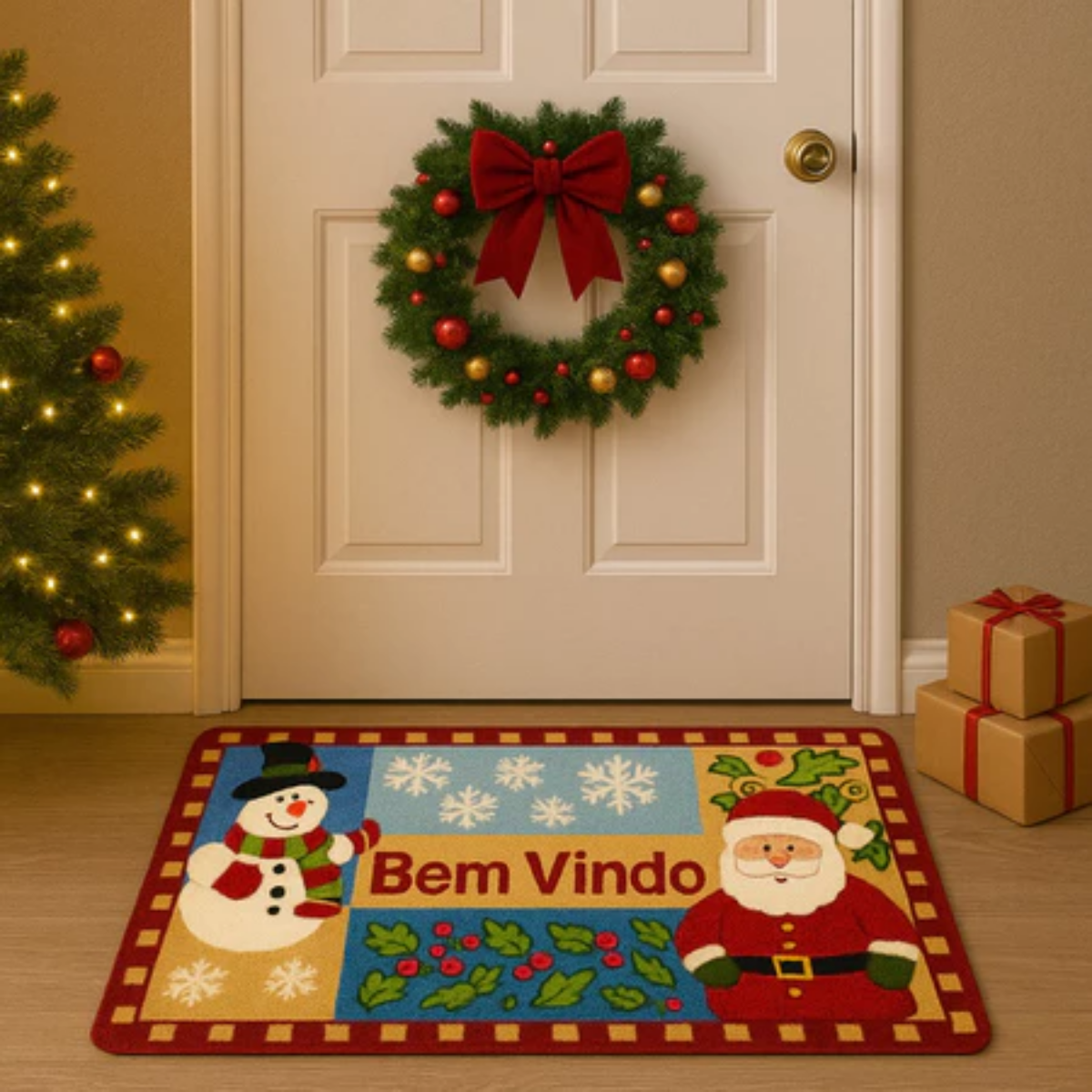 Tapete Capacho Boucle Natalino 60x40 Antiderrapante Felpudo