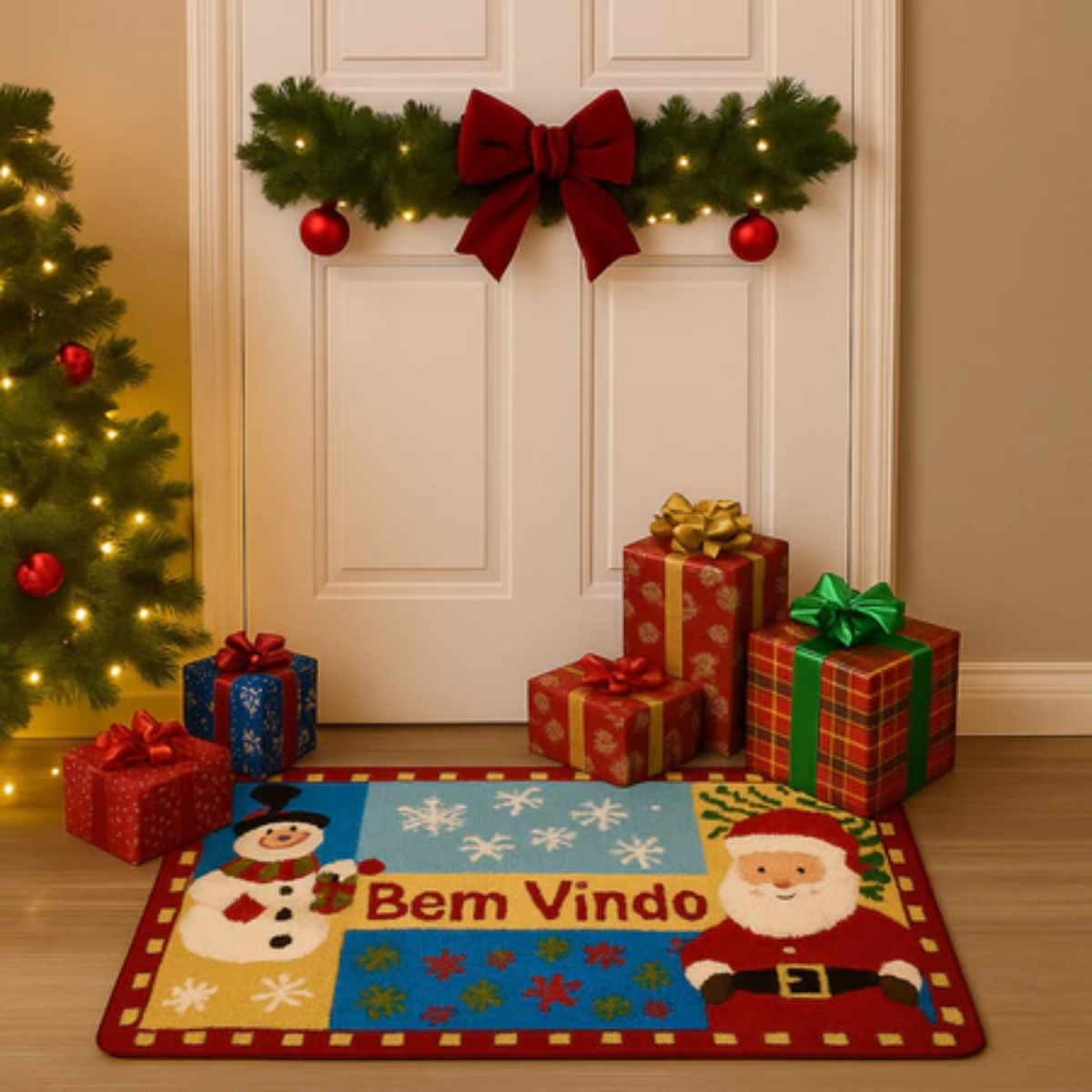 Tapete Capacho Boucle Natalino 60x40 Antiderrapante Felpudo