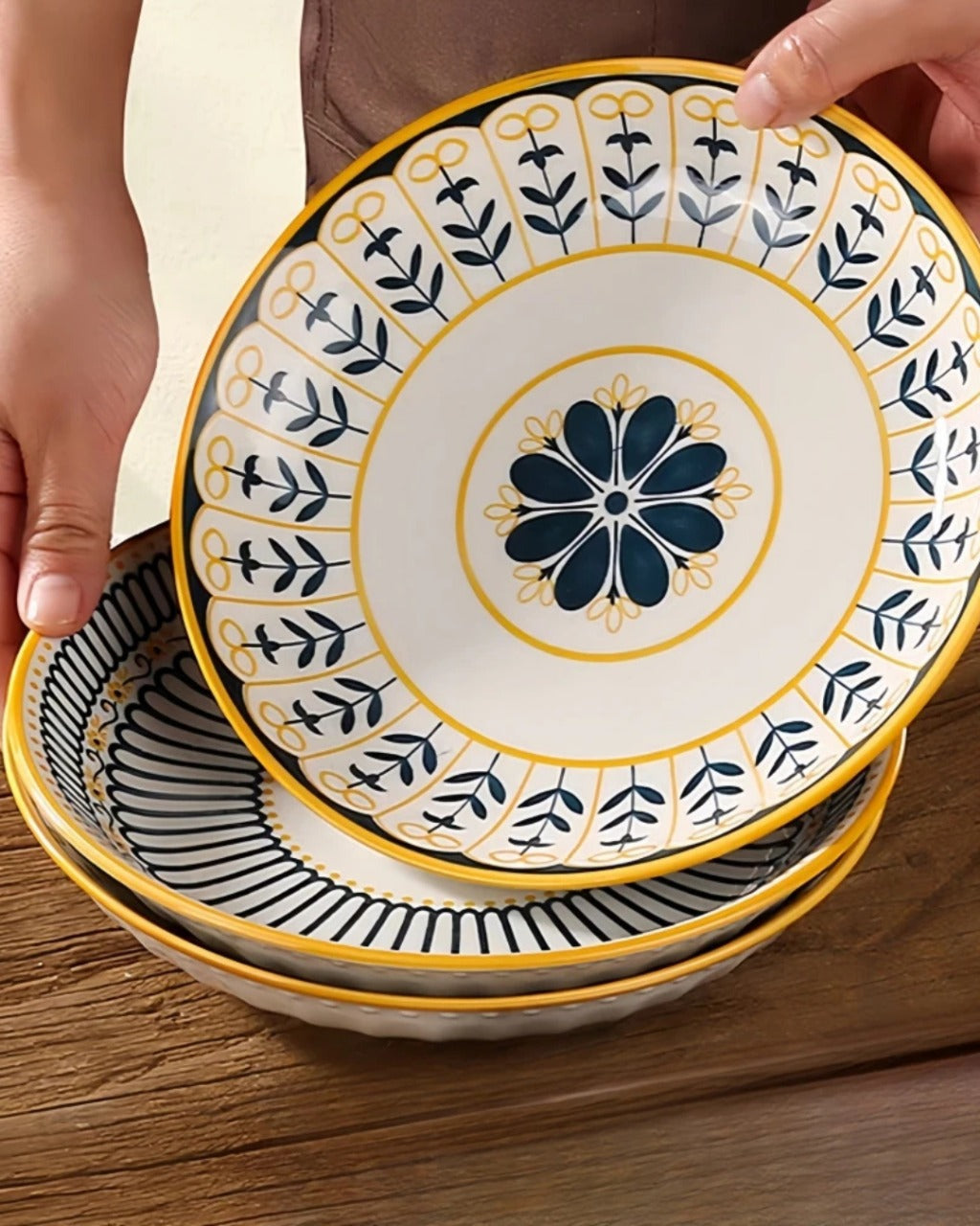 Conjunto de 4 Pratos de Cerâmica com Design Japonês