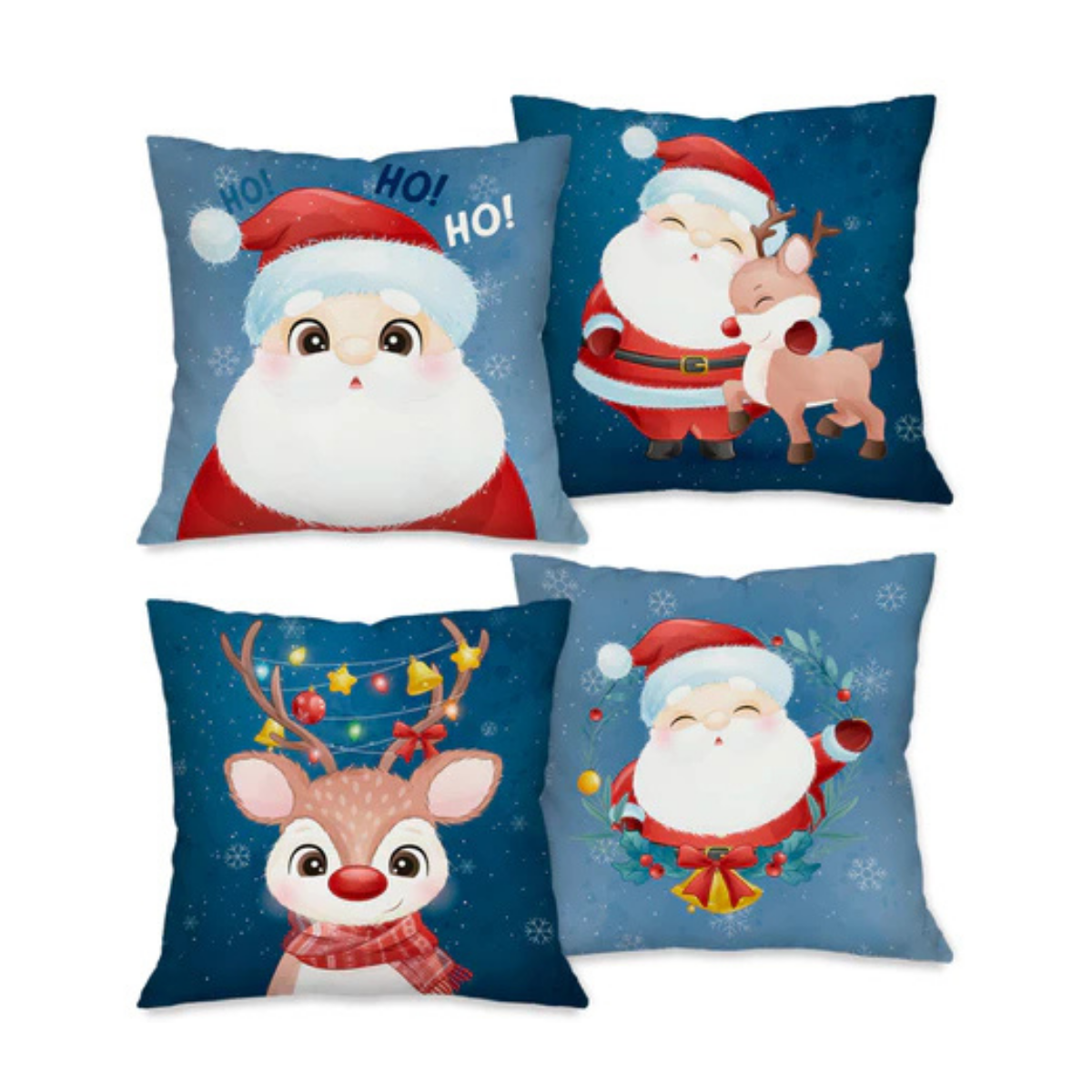 Kit 4 Capas Para Almofadas Natalinas Em Poliéster Premium