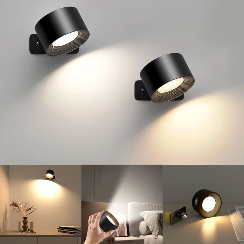 Arandela de Parede LED Bifocal Recarregável Compacta