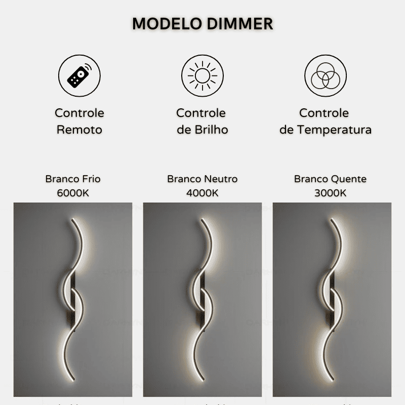Arandela de Parede LED Minimalista Moderna com Dimmer