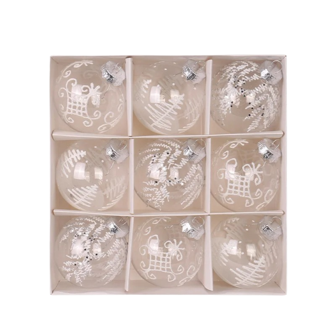 Bolas de Natal 9 Peças Transparentes - Estilo Natalino