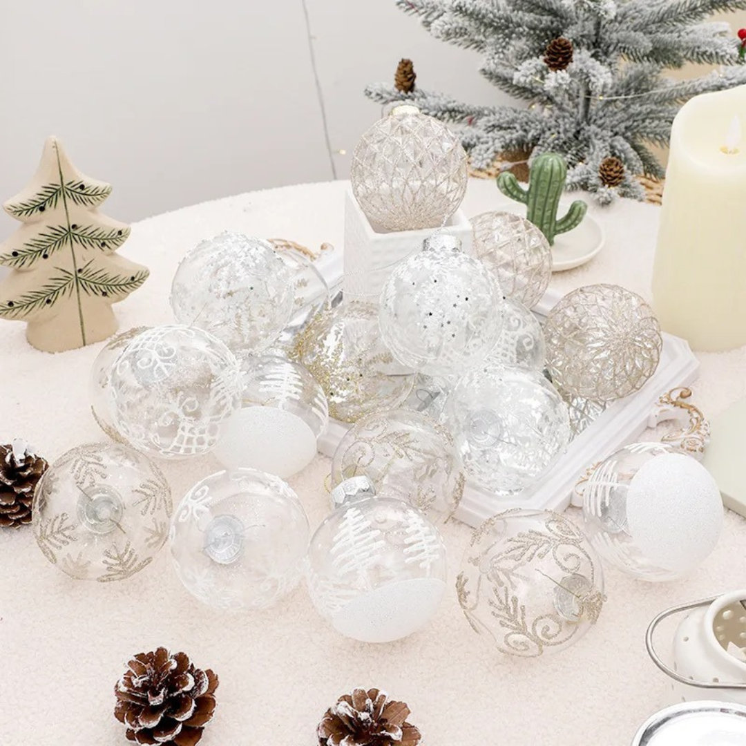 Bolas de Natal 9 Peças Transparentes - Estilo Natalino