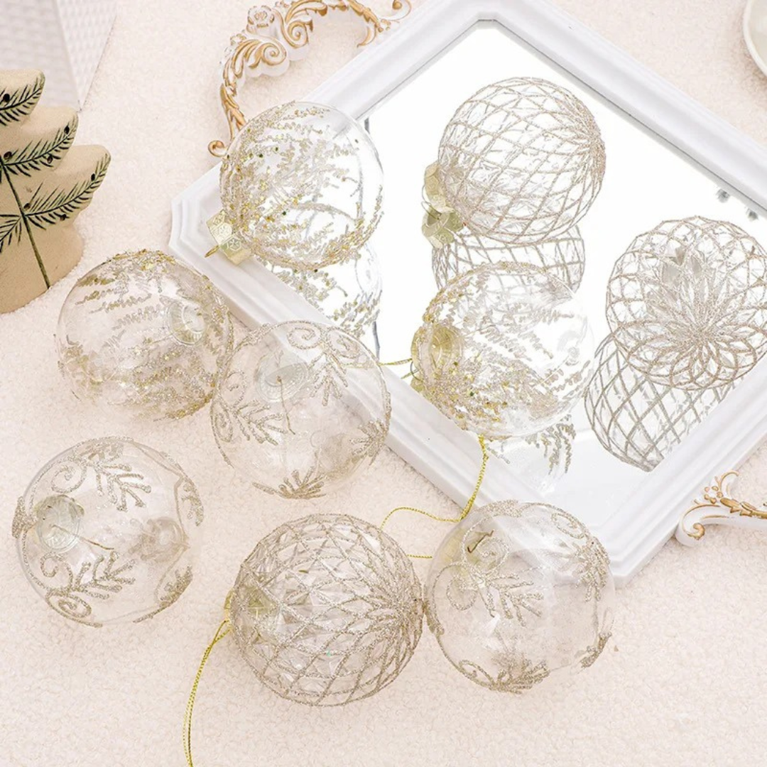 Bolas de Natal 9 Peças Transparentes - Estilo Natalino