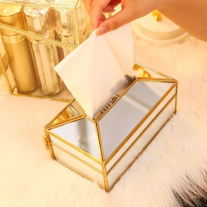 Caixa Porta Lenços Umedecidos em Cobre com Espelhos