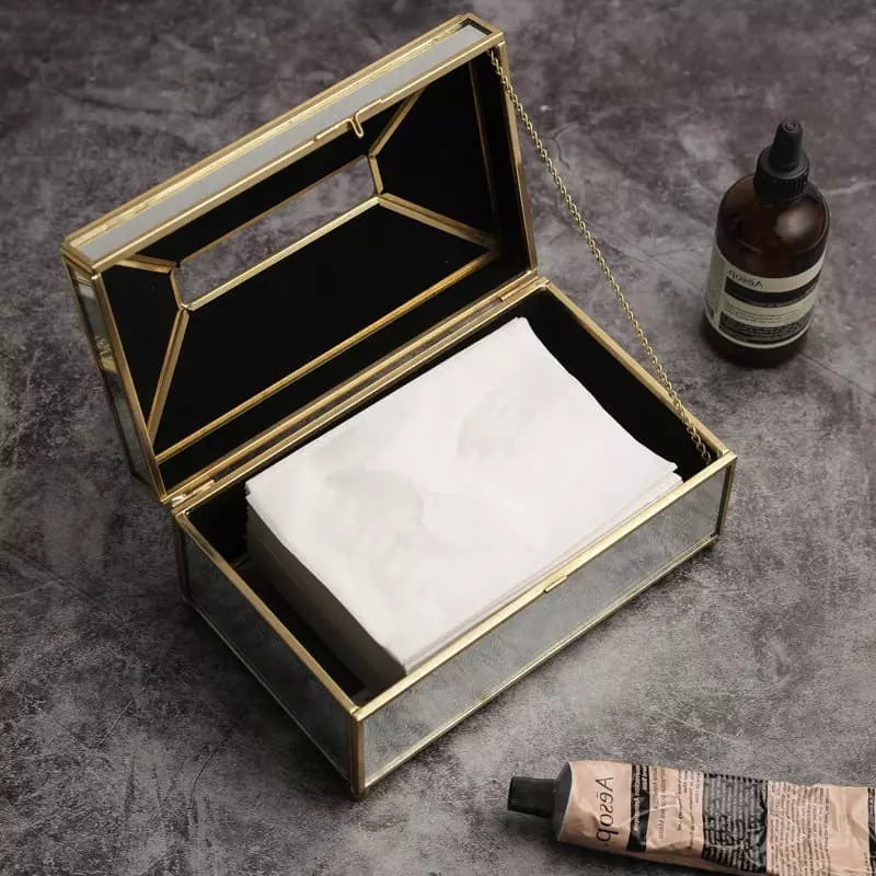 Caixa Porta Lenços Umedecidos em Cobre com Espelhos