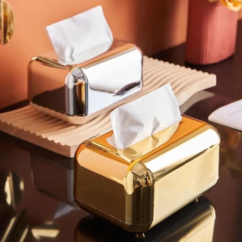 Caixa Porta Lenços Umedecidos Cromada Dourado