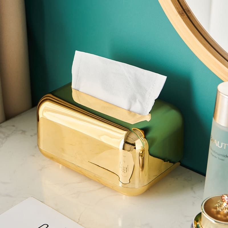 Caixa Porta Lenços Umedecidos Cromada Dourado