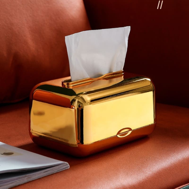 Caixa Porta Lenços Umedecidos Cromada Dourado