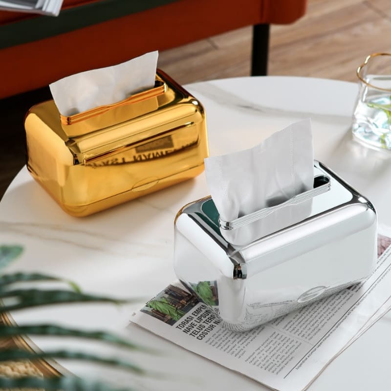 Caixa Porta Lenços Umedecidos Cromada Dourado