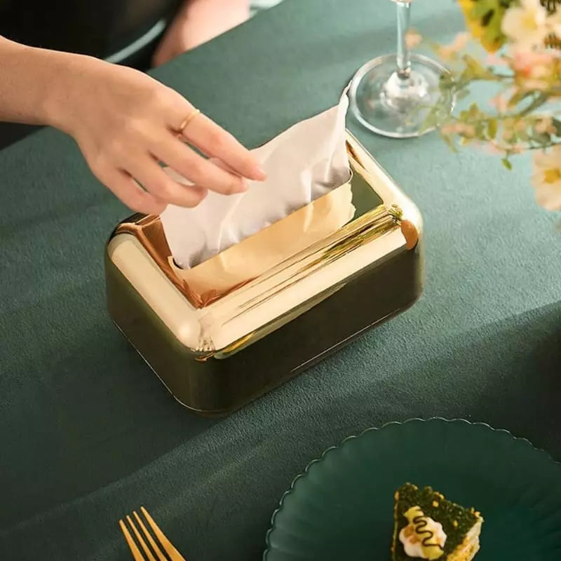 Caixa Porta Lenços Umedecidos Cromada Dourado