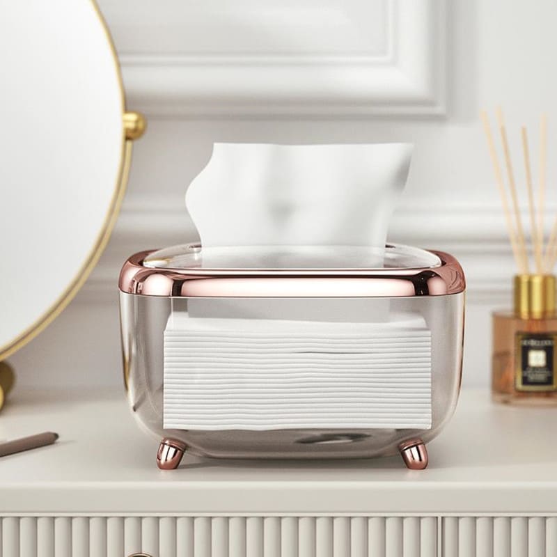 Caixa Porta Lenços Umedecidos Transparente com Prata