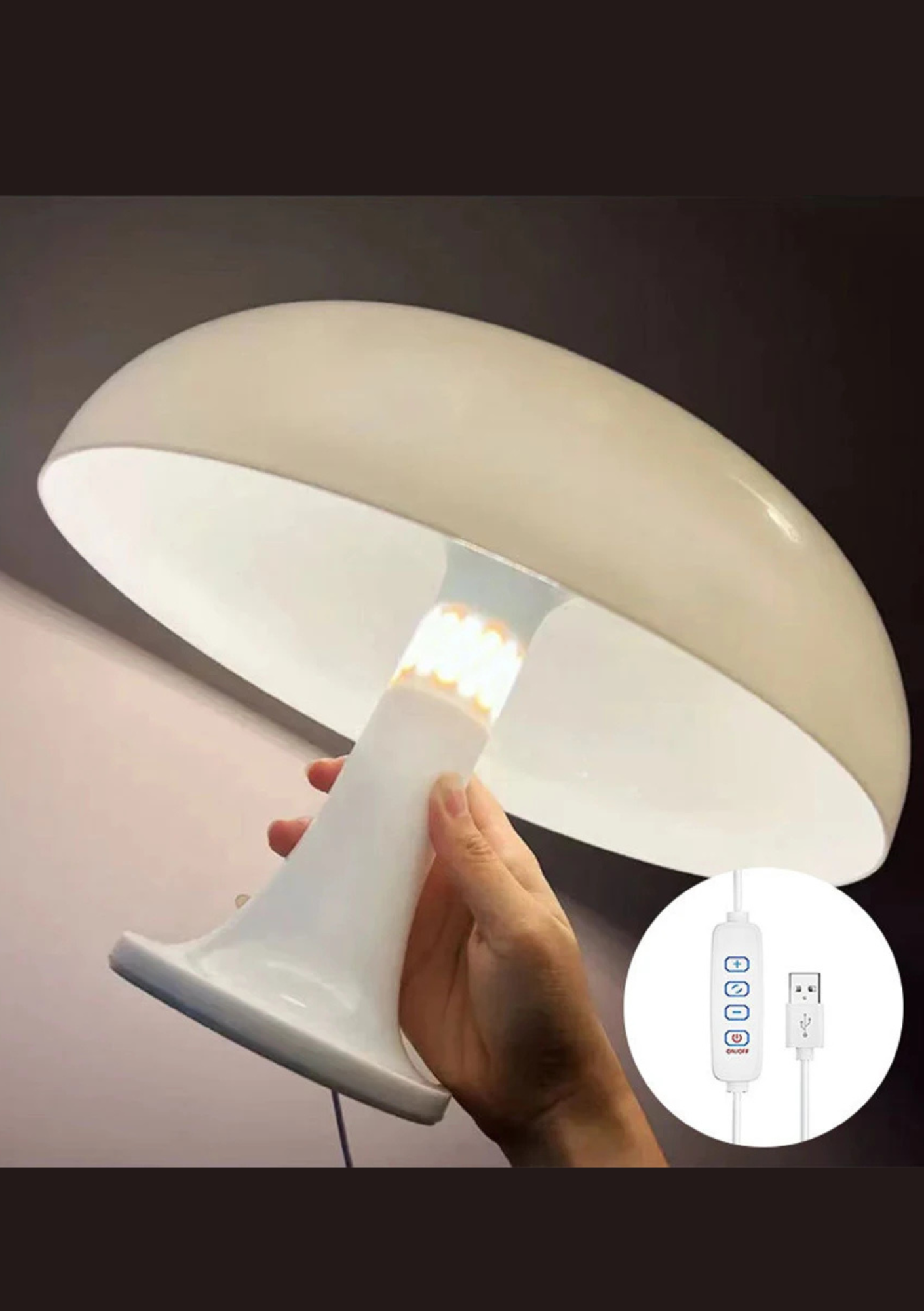 Candeeiro de Mesa Cogumelo USB com Três Modos de Luz