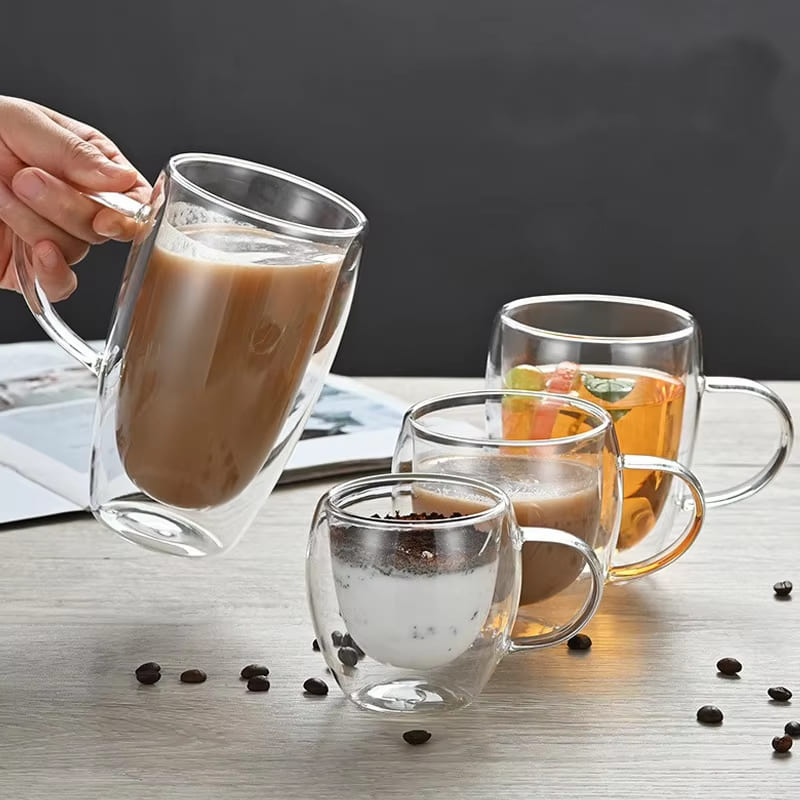 Caneca de Vidro com Parede Dupla para Café e Chá