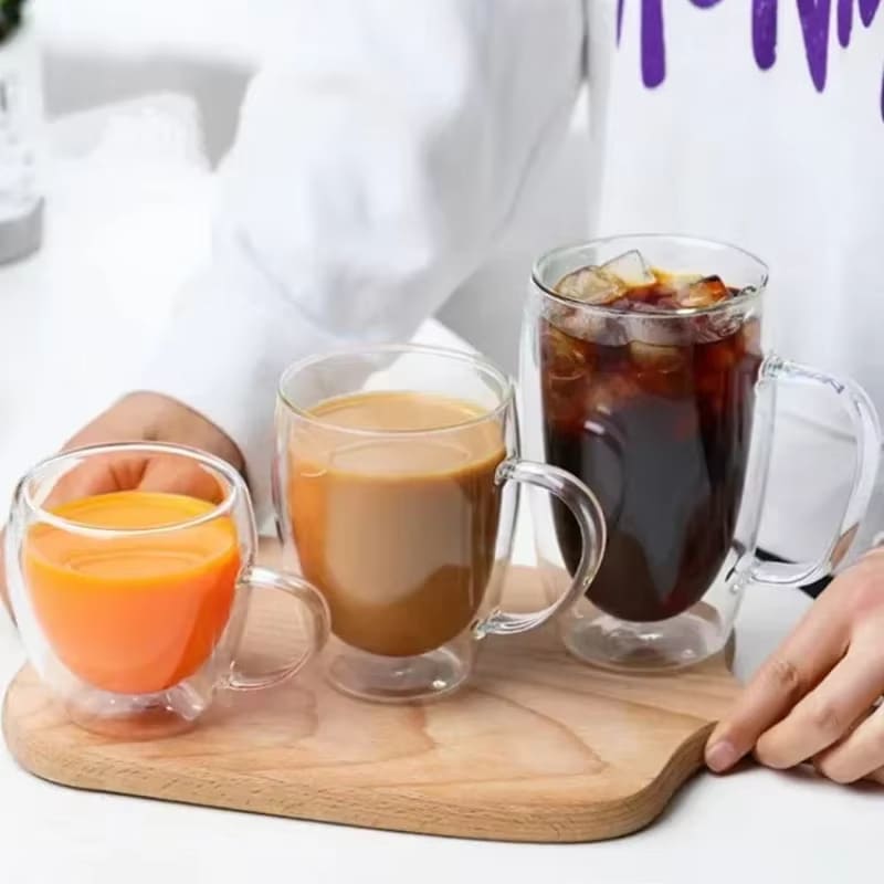 Caneca de Vidro com Parede Dupla para Café e Chá