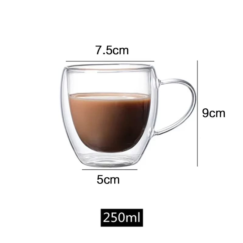 Caneca de Vidro com Parede Dupla para Café e Chá