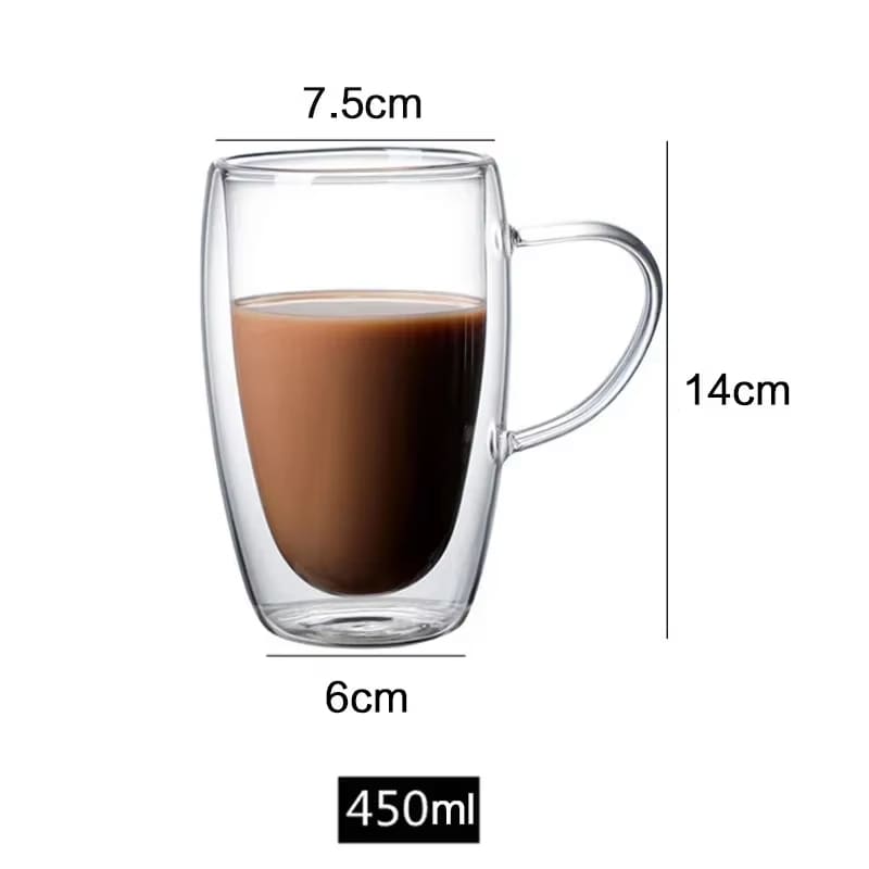 Caneca de Vidro com Parede Dupla para Café e Chá