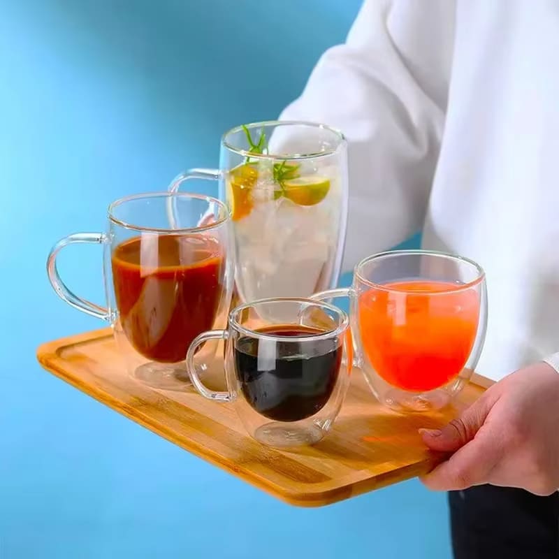 Caneca de Vidro com Parede Dupla para Café e Chá