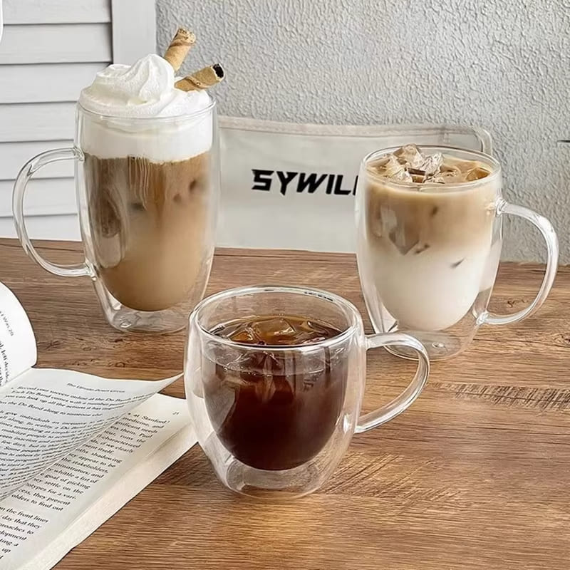 Caneca de Vidro com Parede Dupla para Café e Chá