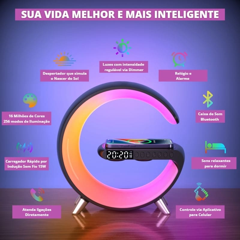 Luminária Multifuncional Com Carregador Por Indução