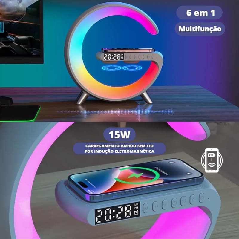 Luminária Multifuncional Com Carregador Por Indução