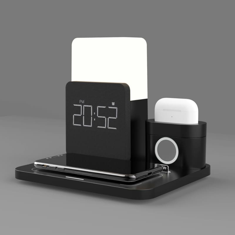 Luminária de Mesa com Carregador por Indução e Despertador