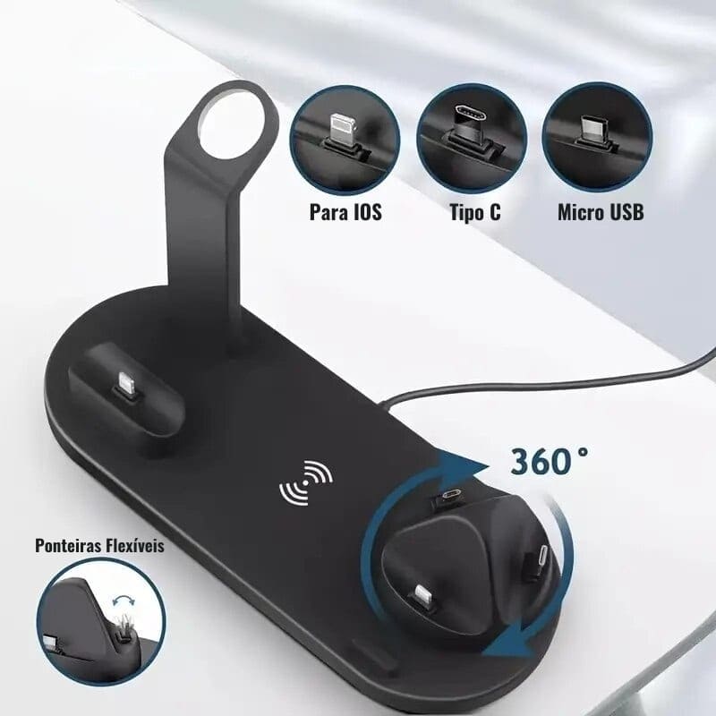 Carregador Sem Fio por Indução Multifuncional iPhone Samsung