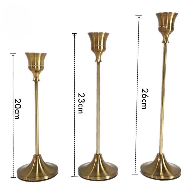 Castiçais em Metal Dourado Retrô para Mesa Decorativa