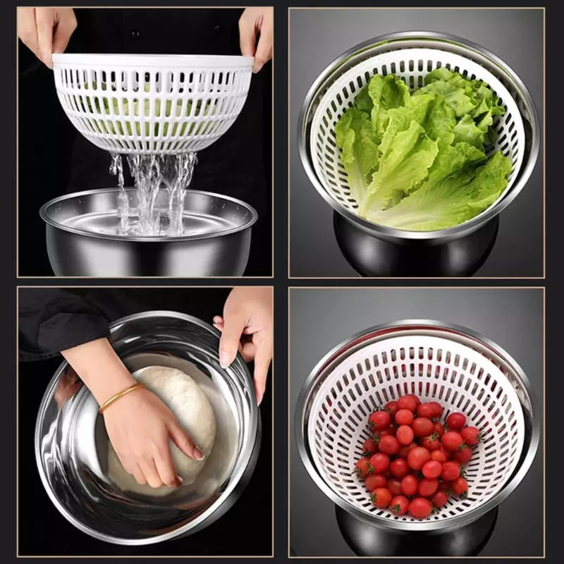 Centrífuga Secadora de Salada com Bowl Desmontável em Inox