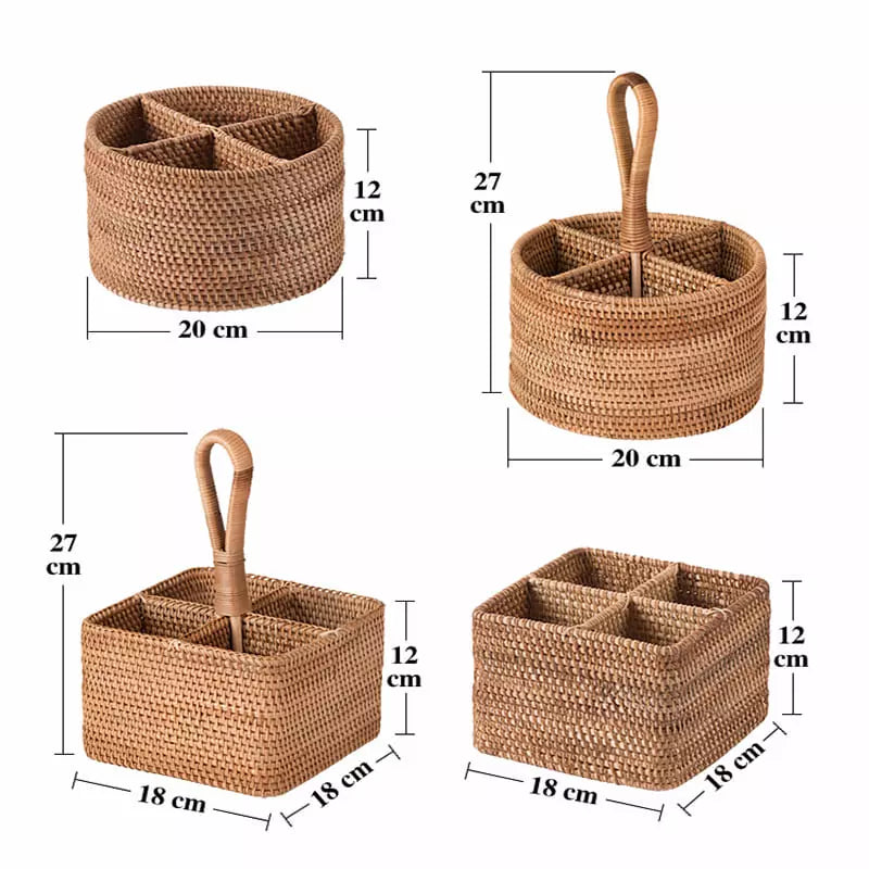 Cesta de Armazenamento Rústica em Vime Rattan Feita à Mão
