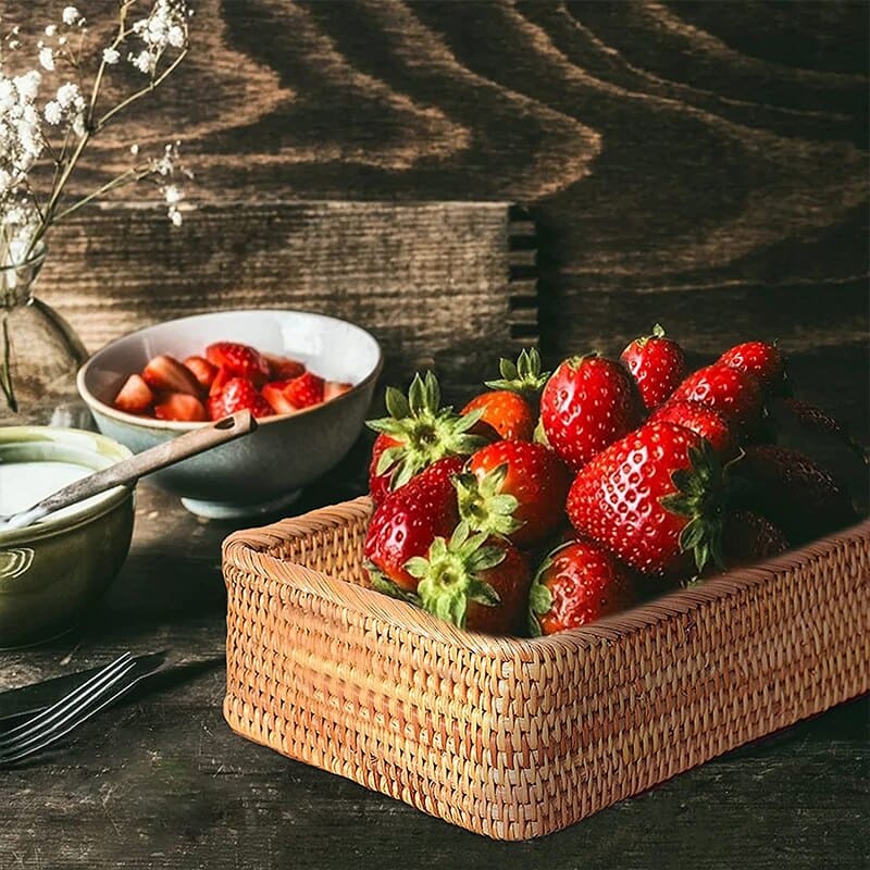 Cesto de Palha Rattan Feito à Mão para Quarto