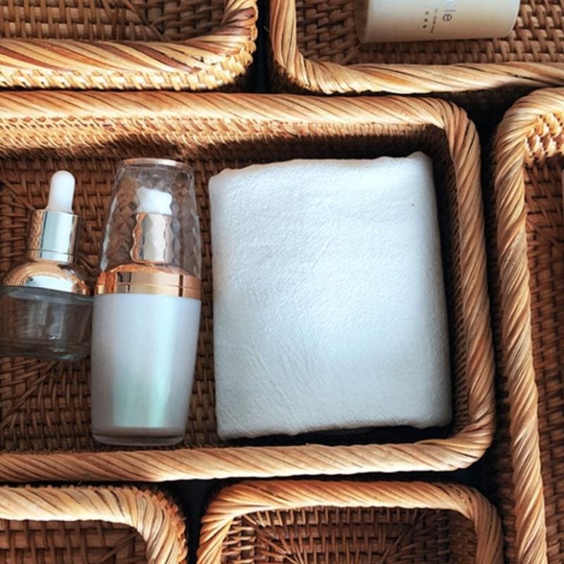 Cesto de Palha Rattan Feito à Mão para Quarto