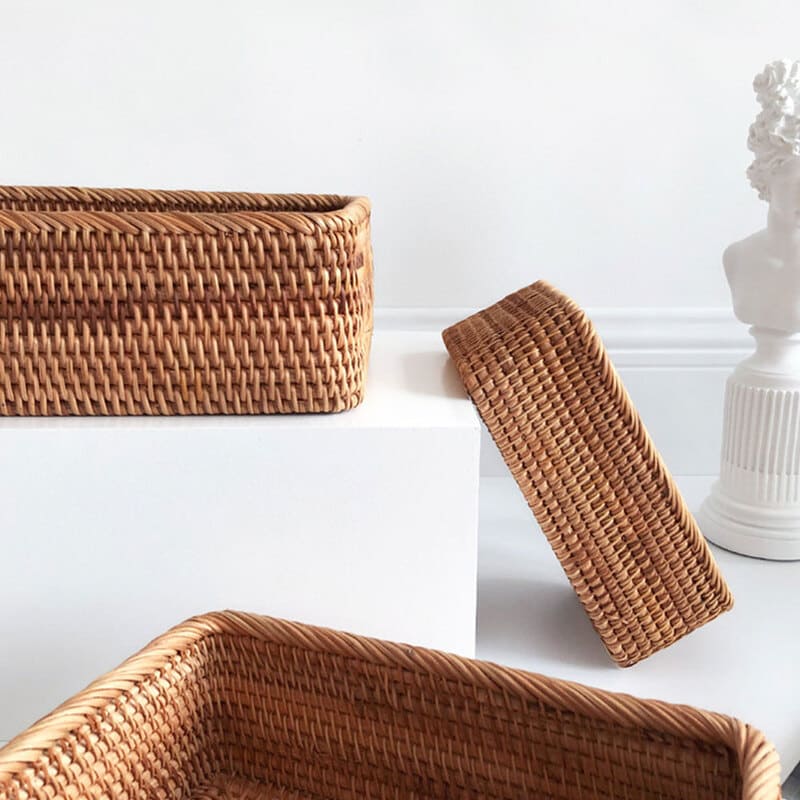 Cesto de Palha Rattan Feito à Mão para Quarto