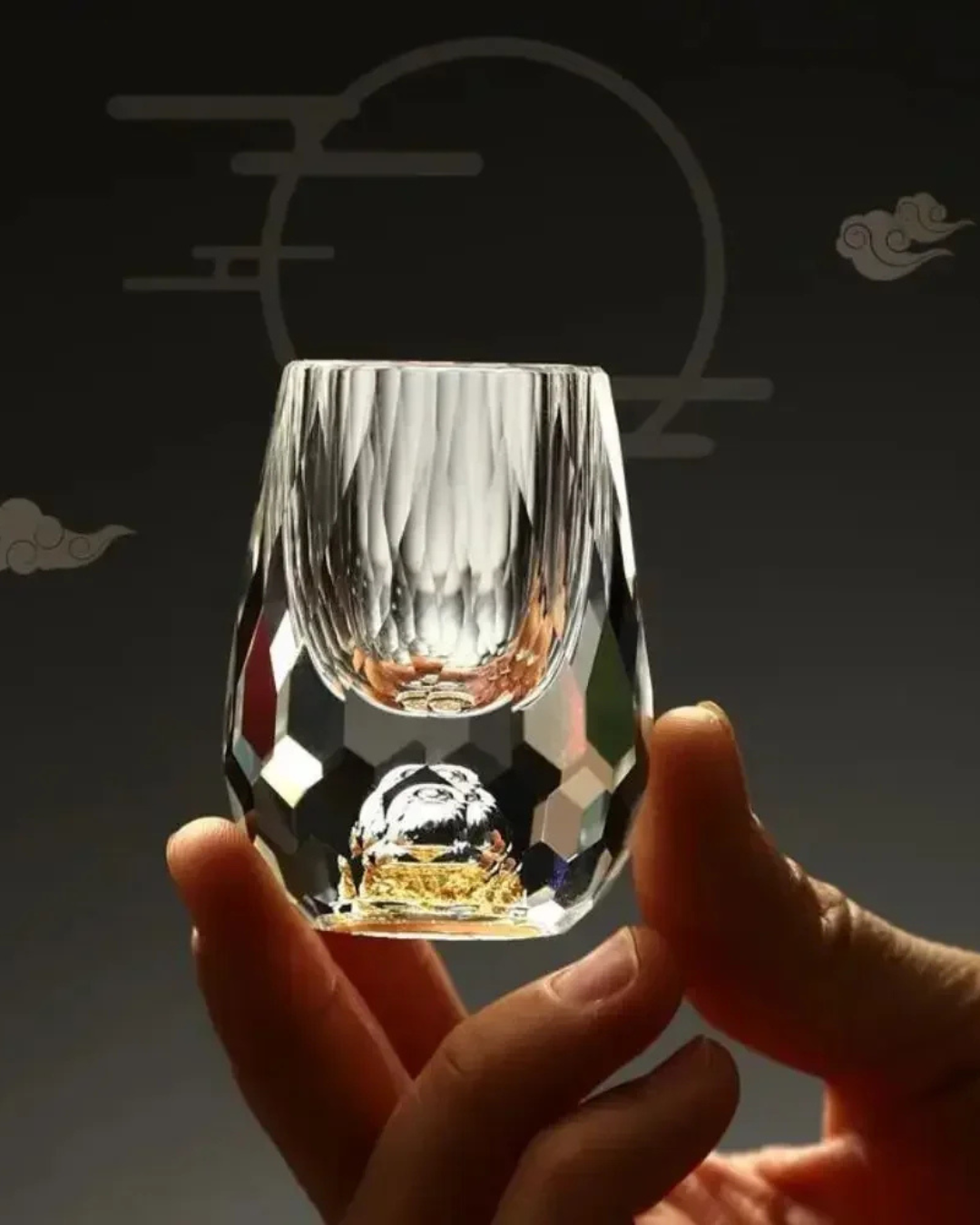 Conjunto de 6 Copos de Cristal Luxo com Folha de Ouro