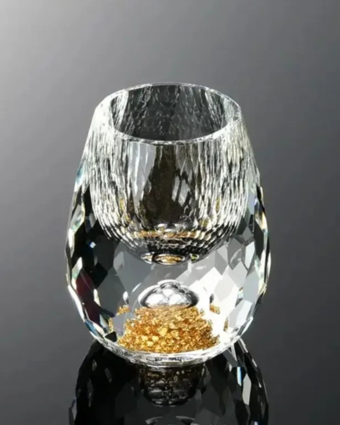 Conjunto de 6 Copos de Cristal Luxo com Folha de Ouro