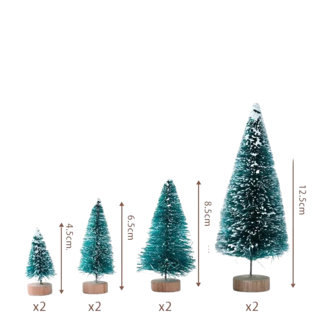 Conjunto Artesanal de 8 Árvores de Natal em Madeira