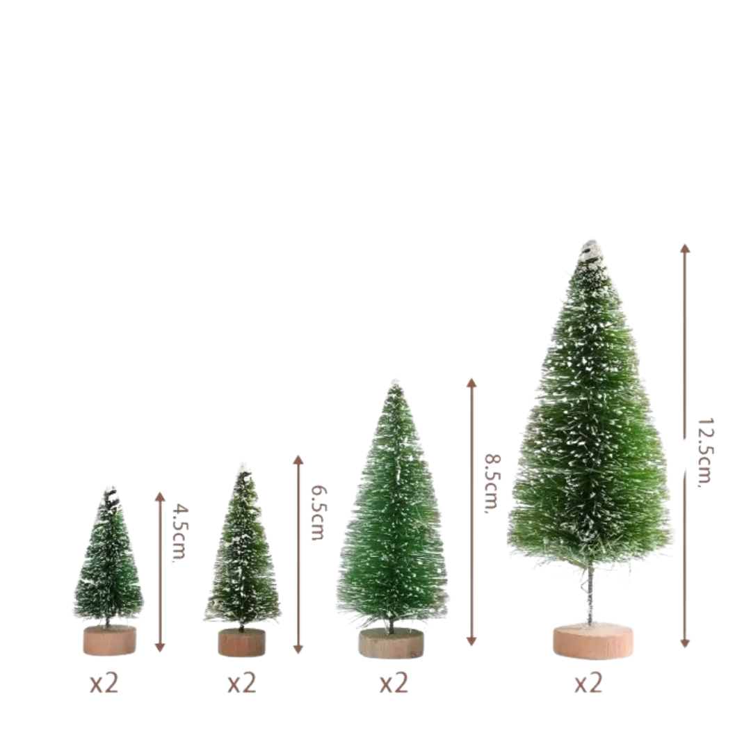 Conjunto Artesanal de 8 Árvores de Natal em Madeira