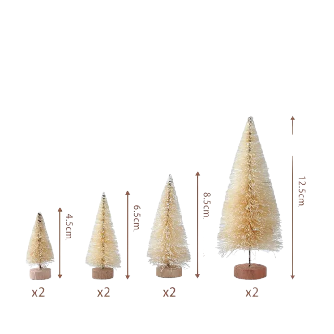 Conjunto Artesanal de 8 Árvores de Natal em Madeira