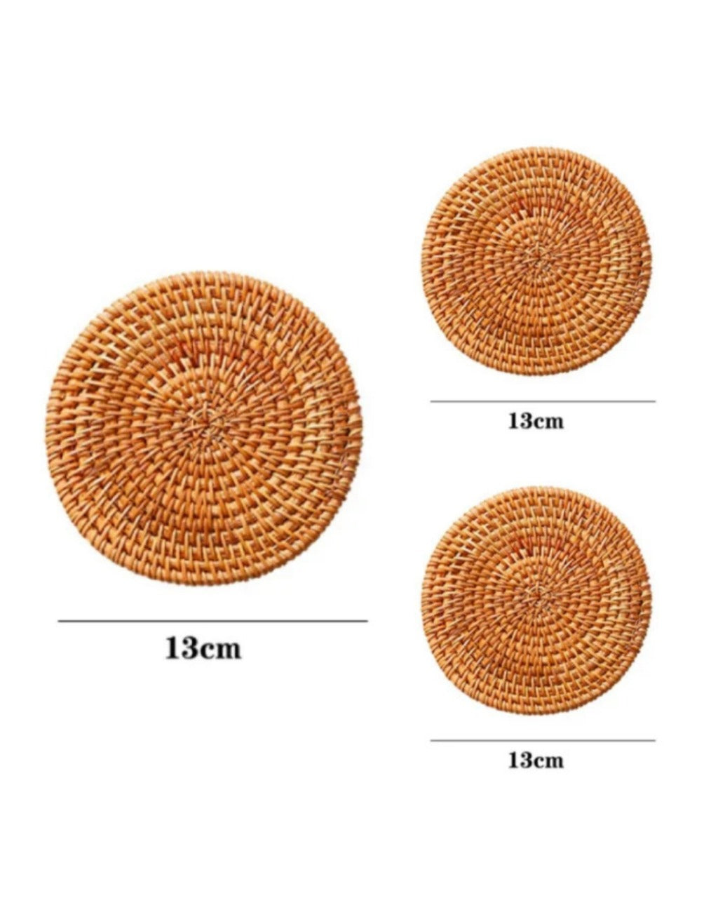 Conjunto de Descansos de Copo em Rattan Natural Artesanal