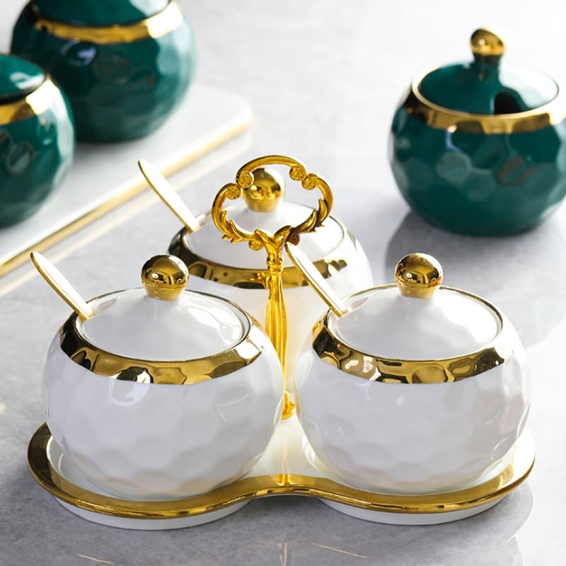 Conjunto de Potes de Cerâmica Kit Açucareiro e Saleiro