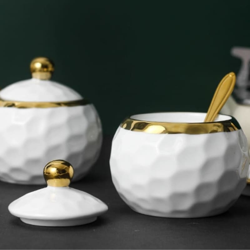 Conjunto de Potes de Cerâmica Kit Açucareiro e Saleiro