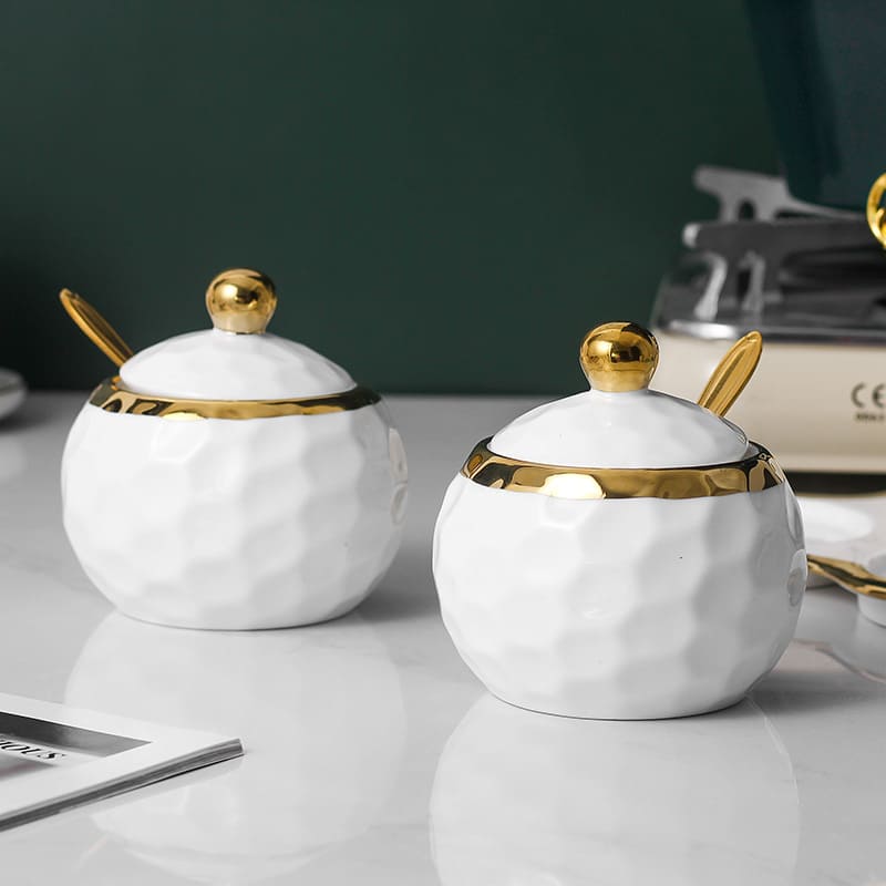 Conjunto de Potes de Cerâmica Kit Açucareiro e Saleiro