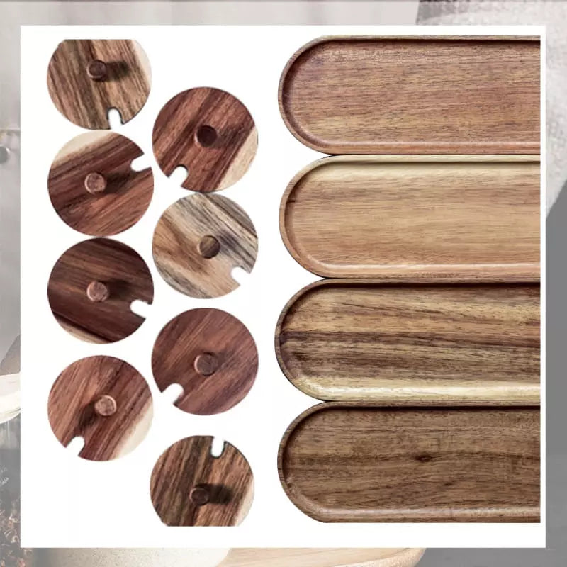 Conjunto de Potes de Vidro com Tampa de Madeira e Colher